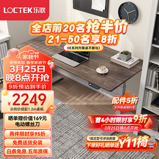 乐歌（Loctek） 电动升降桌智能电脑桌站立式台式办公简约家用居家书桌双电机E5N 银灰桌腿+灰木纹 1.6*0.8米桌板