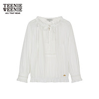 Teenie Weenie小熊女装2024春夏法式设计感提花蕾丝七分袖衬衫 白色 165/M