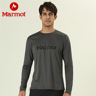土拨鼠（Marmot）运动户外男长袖速干T恤防晒UPF50+弹力透气排汗 紫蓝色 S