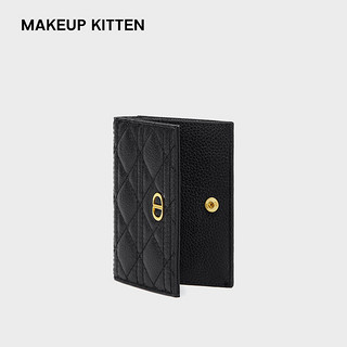 MAKEUP KITTEN 牛皮钱包女短款轻奢侈单品大容量卡包女手拿 黑色-新时尚款