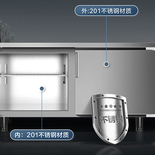 美的商用冰箱425L 创新隔冷桥设计 冷冻冷藏餐饮酒店不锈钢两门操作台 保鲜厨房冰箱 SCH-1.8/80E2MA