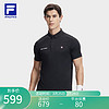 FILA 斐乐男子针织短袖POLO衫2024夏季网球运动基础上衣 暗流黑-BK 185/104A/XXL