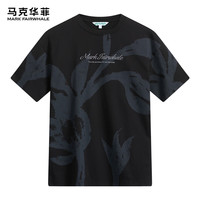 马克华菲【花卉满印】短袖T恤男2024春夏透气纯棉圆领休闲上衣男短T 001黑色 M