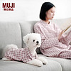 无印良品（MUJI）双层纱织 宠物衬衫 宠物用品 宠物家居服小型犬适用 粉色格纹 XL