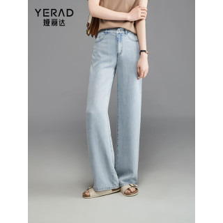 娅丽达（YERAD）轻薄阔腿裤宽松拖地牛仔裤女2024夏季大码女裤凉感裤子 浅蓝(B1)-轻柔舒适莱赛尔面料 30