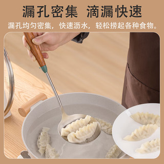 茶花（CHAHUA）304不锈钢炒菜铲汤勺漏勺实木手柄防烫家用厨房炒菜中式套装锅铲 锅铲+汤勺 橡木实心手柄，硅胶防滑