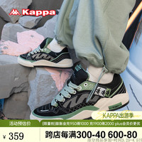 KAPPA卡帕厚底运动板鞋子男2024春季休闲鞋潮流百搭面包鞋 黑色/玉石绿 42