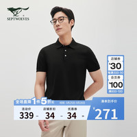 七匹狼短袖T恤男夏季时尚休闲通勤百搭Polo线衫舒适柔软透气男装 180/96A/XXL 001(黑色)