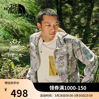 北面（The North Face） 防晒衣男皮肤衣户外运动UPF透气春季|5JY6 6M2/灰色/迷彩色 XL/180