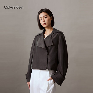 Calvin Klein Jeans24春夏女士时尚休闲干练风衣款翻领短外套40WK546 BAY-铁棕 XS