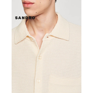 SANDRO2024春夏男装法式简约衬衫领长袖针织上衣SHPTR00540 米黄色 XXL