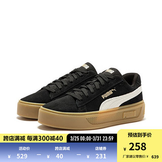 PUMA 彪马 女子松糕休闲板鞋SMASH PLATFORM V3 SD 391942 黑色-白-金色-02 37