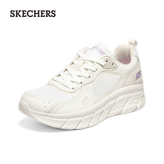 SKECHERS 斯凯奇 赵露思同款女鞋运动鞋女夏季透气休闲跑步鞋增高网面板鞋子117380 乳白色/OFWT 37