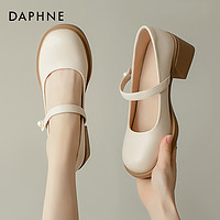 DAPHNE 达芙妮 高跟玛丽珍女鞋2024新款春季厚底温柔粗跟法式学院风小皮鞋