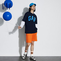 Gap 盖璞 男装2024春夏新款撞色LOGO简约基础款圆领纯棉短袖T恤465796