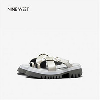 百亿补贴：NINE WEST 玖熙 NineWest/玖熙运动凉鞋女2022年夏季新款套趾拼色厚底休闲凉拖鞋