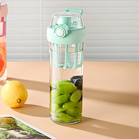 杯具熊大容量夏季塑料水杯直饮家用户外便携Tritan材质运动随手杯 成人摇摇杯绿色 580ml