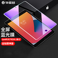 Biaze 毕亚兹 苹果ipad10.2钢化膜 2019新款 抗蓝光玻璃屏幕防爆保护贴膜 10.2英寸 淡化指纹 2倍增强弧边PM119-蓝光