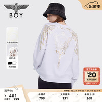 BOY LONDON【光辉之翼】卫衣款春秋烫金长袖宽松圆领卫衣 N03023 白色 XS