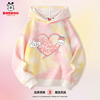 BoBDoG 巴布豆 女童连帽卫衣春秋款2023新款高品质儿童扎染上衣女孩童装潮