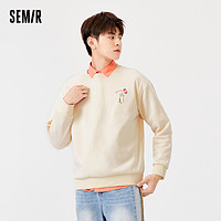 Semir 森马 卫衣男加绒日系猫咪图案印花冬季2022春秋宽松男生灰色上衣潮