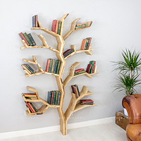 兆生 北欧创意实木树形书架置物架落地客厅卧室墙上装饰架个性儿童书柜