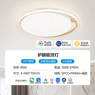 美的（Midea）LED吸顶灯镂空满天星全光谱护眼高显色灯具客厅卧室房间灯饰 【全光谱】60W圆灯