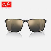 Ray-Ban 雷朋 RayBan）时尚方框太阳镜男女款眼镜开车驾驶运动户外墨镜0RB3721CH 187_J0黑框蓝金色镜面镜片