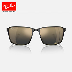 Ray-Ban 雷朋 RayBan）时尚方框太阳镜男女款眼镜开车驾驶运动户外墨镜0RB3721CH 187_J0黑框蓝金色镜面镜片