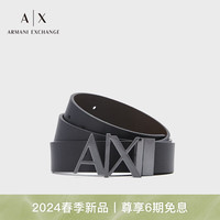 阿玛尼 EMPORIO ARMANIARMANI EXCHANGE24春季AX男士金属徽标带头双面用腰带 54120黑色 34