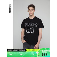 GUESS24年春季男女同款欧美休闲宽松数字全棉短袖T恤-M4RI22K8FQ4 JBLK-黑色 S