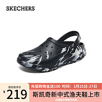 斯凯奇（Skechers）洞洞鞋泡泡鞋户外溯溪沙滩鞋舒适透气凉鞋涉水拖鞋243247 黑色/白色/BKW 39.5