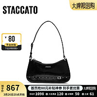 STACCATO 思加图 2024夏季纸片包腋下包新月包法棍包手拎包单肩背提包X3227BX4 夜色黑 F