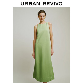 URBAN REVIVO UR2024夏季女装时尚休闲简约开叉无袖A型连衣裙UWH740016 草绿 XS