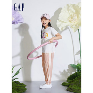 Gap女童2024夏季纯棉翻转亮片渐变色logo短袖T恤儿童装890374 白色 120cm(XS)亚洲尺码