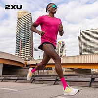 2XULight Speed系列短袖T恤男户外运动透气跑步半袖圆领吸湿排汗夏 紫红色/黑色反光 XS