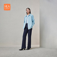 海澜之家（HLA）长袖时尚衬衫女24纯棉质地宽松梭织女装春季 浅蓝Y8 160/84A M101-110斤