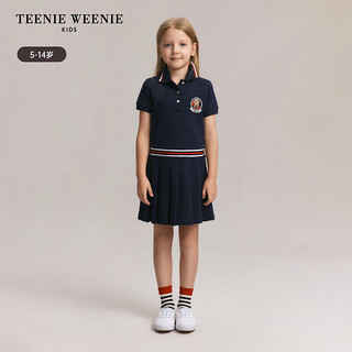 Teenie Weenie Kids小熊童装24春夏女童学院风翻领百褶连衣裙 红色 150cm