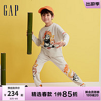 Gap 盖璞 男女童春季2024洋气针织圆领卫衣890571 灰色 130cm(S)亚洲尺码