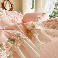 IVYKKI 艾维 公主风全棉四件套高级感被套床单/床裙纯棉100棉家用床上用品