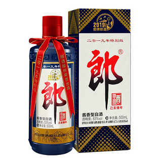 LANGJIU 郎酒 郎牌郎酒 酱香型白酒 己亥猪年特别版纪念酒 2019年份老酒 53度 500mL 1瓶 单瓶装