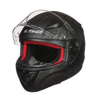 LS2摩托车头盔男女重机车帽高清全盔头灰四季跑盔个性FF353 哑黑灰蛇窟 L（55-56cm）