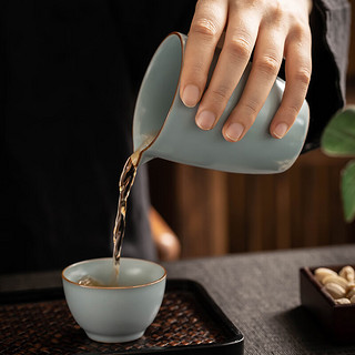 瓷牌茗茶具（cipaiming teaset）天青汝窑公道杯开片冰裂大号公杯茶海分茶器功夫茶具陶瓷 天青汝窑《公道杯》