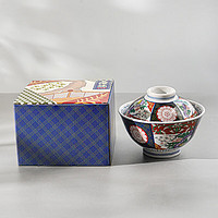 美浓烧（Mino Yaki）日本盖碗一人食古伊万里陶瓷餐具 大号蒸蛋碗燕窝盅 紫色 梅开五福