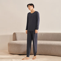 觅丝(Agentmuse)裸感睡衣男莫代尔长袖长裤柔软家居服套装610NT乌木色 L 乌木色(男款)
