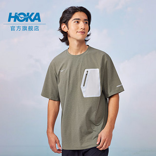 HOKA ONE ONE男女款夏季运动短袖T恤OUTDOOR SS TOP CHN户外亲肤 苔痕绿 M