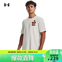 安德玛 UNDERARMOUR）春夏Project Rock强森男子训练运动短袖T恤1380854 白色114 L