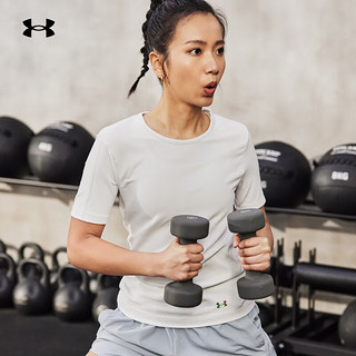 安德玛 UNDERARMOUR）RUSH Seamless女子训练运动短袖T恤1373929 白色100 M