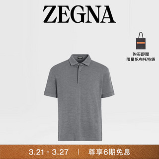 杰尼亚（Zegna）24春夏麻灰色12milmil12羊毛Polo衫E7369-A791-K94-44