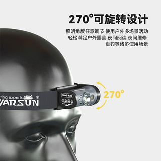 WARSUN 沃尔森 感应头灯帽夹强光超亮充电钓鱼专用夜钓头戴式照明续航超长